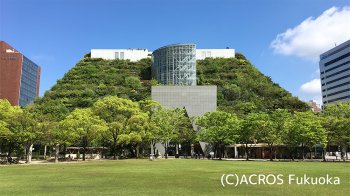 アクロス福岡 木が植えられた傾斜