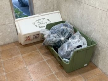 管理建物に設置した回収ボックス