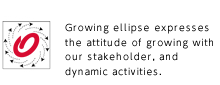 Growing ellipse expresses the attitude of growing with our stakeholder, and dynamic activities.