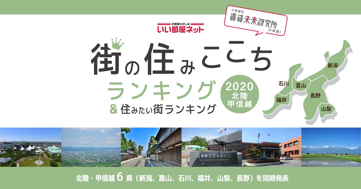 いい部屋ネット 街の住みここちランキング２０２０ 静岡県版 いい部屋ネット 住みたい街ランキング２０２０ 静岡県版 同時発表 土地活用のことなら 大東建託
