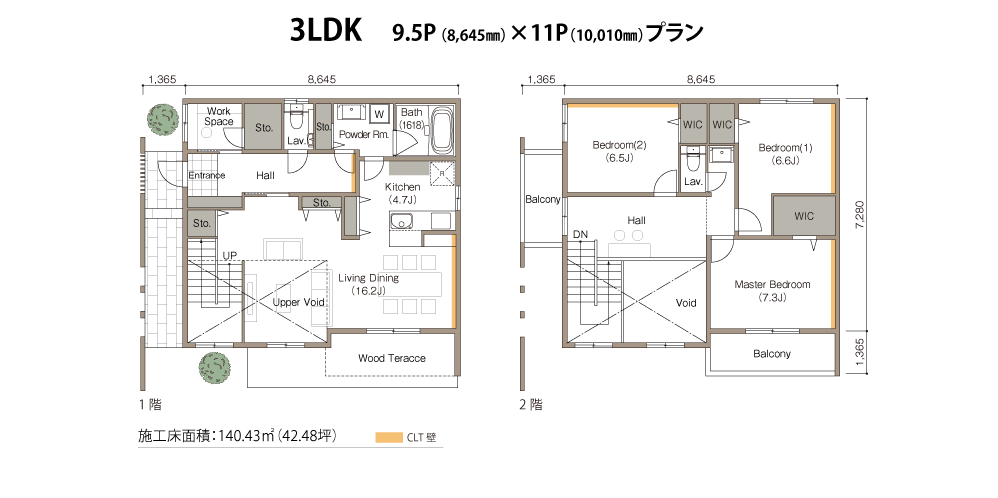 3LDK 9.5P（8,645㎜）×11P（10,010㎜）プラン