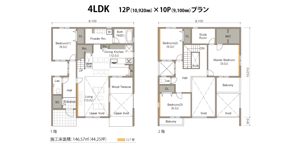 4LDK 12P（10,920㎜）×10P（9,100㎜）プラン