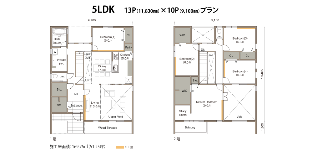 5LDK 13P（11,830㎜）×10P（9,100㎜）プラン