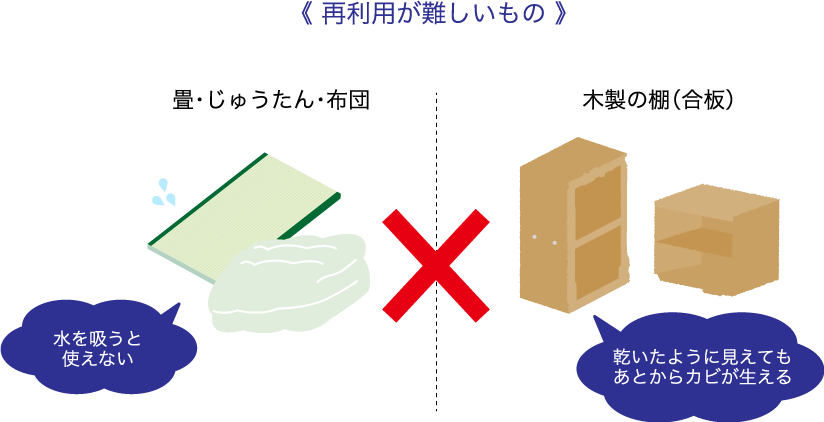 再利用が難しいもの：畳や木製の棚など