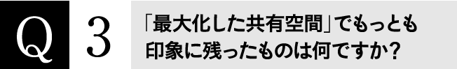 Q3 「最大化した共有空間」でもっとも印象に残ったものは何ですか？