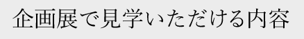 企画展で見学いただける内容